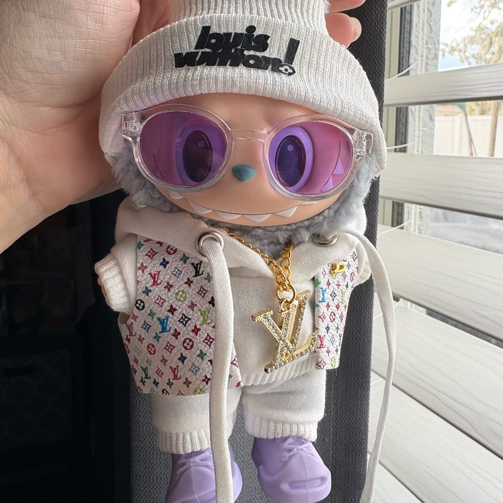 Purple and white outfit for labubu